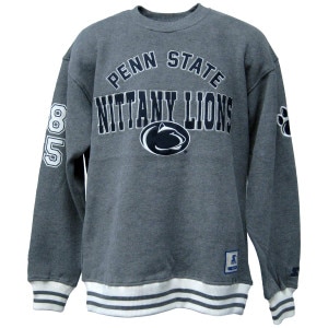 gray crew neck fleece sweatshirt with Penn State Nittany Lions